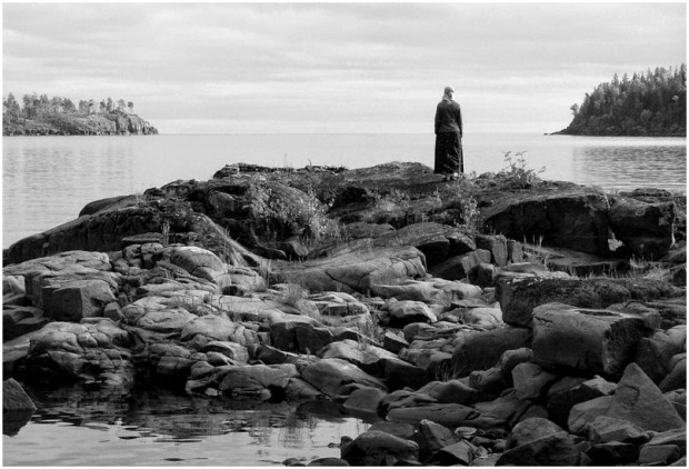 monk near water